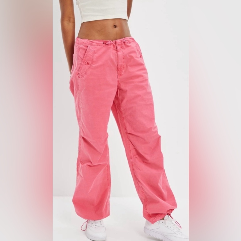 American Eagle AE Stretch Low-Rise Parachute Pant Pink Cargo XL Athleisure - Picture 2 of 16